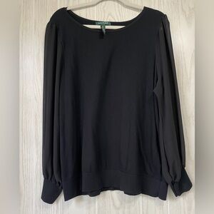 Lauren Ralph Lauren Woman Black Sweater With Sheer Long Sleeves Size 2X EUC